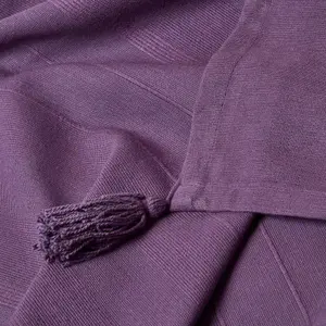 Homescapes Cotton Rajput Ribbed Purple Throw, 150 x 200 cm