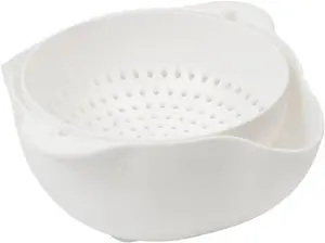 CALITEK Colander Strainer Set with Detachable Plastic 1.3L Rotatable Bowl White