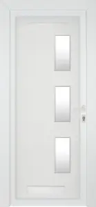 Fortia Kilifi Frosted Glazed White LH External Front Door set, (H)2085mm (W)920mm