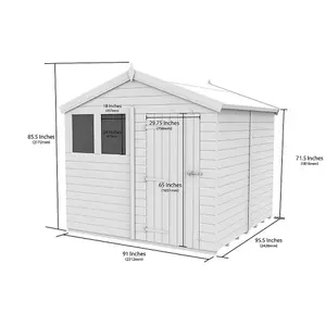 DIY Sheds 8x8 Apex Shed - Single Door With Windows