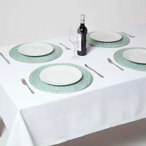 Homescapes Green Handwoven Round Placemats Set of 4