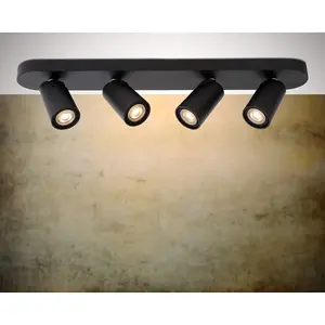 Lucide Xyrus Modern Ceiling Spotlight Bar - LED Dim to warm - GU10 - 4x5W 2200K/3000K - Black