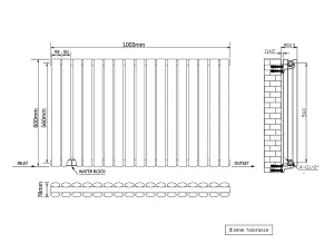 Right Radiators 600x1003mm Horizontal Double Oval Column Designer Radiator Anthracite