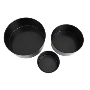 Interiors by Premier Set of Three Round Cake Tins, Nonstick Coating Baking Tins, Black Cake Pans, Cake Tins for Everyday Use