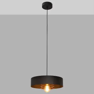 Luminosa Babilon Cylindrical Pendant Ceiling Light Black, Rose Gold 30cm