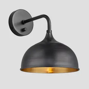 Industville Chelsea Dome Wall Light, 8 Inch, Pewter & Brass, Pewter Holder