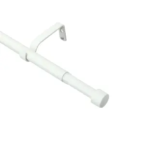 GoodHome Anafi Matt White Extendable Cap Single curtain pole set Set, (L)1200mm-2100mm (Dia)19mm