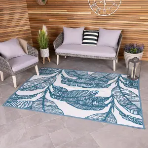 Teal Blue Weatherproof Outdoor Rug 160x230cm