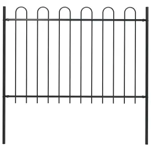 Berkfield Garden Fence with Hoop Top Steel 1.7 m Black