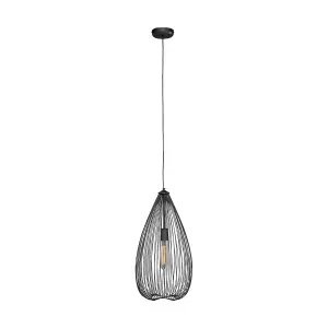 Interiors By Premier Sleek Teardrop Black Finish Pendant Light, Effortlessly Maintained Down Light Wall, Sturdy Ceiling Light