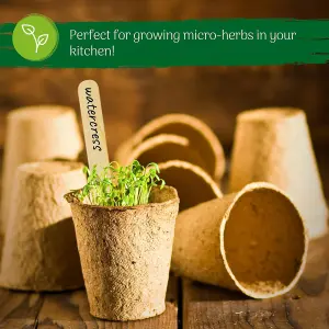 Plant Pots 1,200 Pack 8cm Fibre Seedling Pots with Wooden Labels for Easy Transplanting of Flowers, Herbs & Veggies