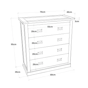 Cosenza 4 Drawer Chest of Drawers Brass Cup Handle