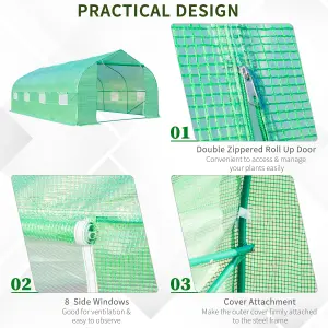 Outsunny 6 x 3M Walk in Polytunnel Greenhouse Large Outdoor Grow House w/ Door