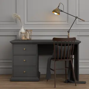 Paris 3 Drawer Desk in Matt Grey