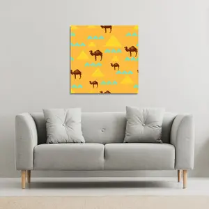 Seamless pattern with camels (Canvas Print) / 101 x 101 x 4cm