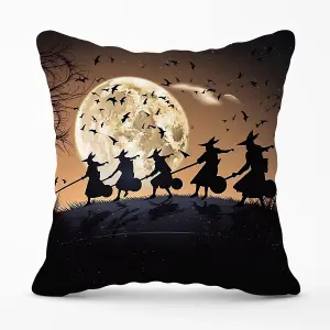 A Group Of Witches Riding Broomsticks Outdoor Cushion 45cm x 45cm