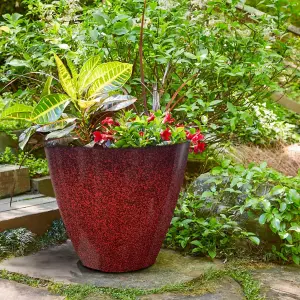 Set of 2  Glazed Effect 30Cm Savannah Planters - Cherry Red