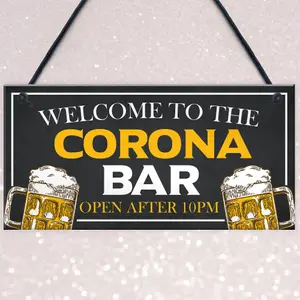 Novelty CORONA BAR Sign Open After 10 Home Bar Pub Garden Sign Home Decor