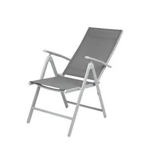 Adjustable Folding Garden Dining Chair with Aluminium Frame - Grey