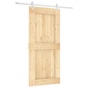 Berkfield Sliding Door with Hardware Set 95x210 cm Solid Wood Pine