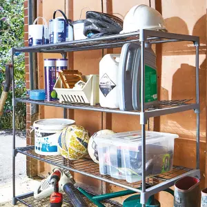 4 Tier Metal GroZone Shelving - Perfect for Greenhouses, Grow Houses, Sheds, Garages or Office - Measures H106 x W90 x D31cm