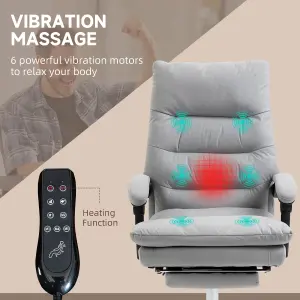 Vinsetto Microfibre Vibration Massage Office Chair with Heat, Footrest, Grey