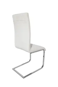 Pair of Cantilever Faux Leather Dining Chairs in Pure White