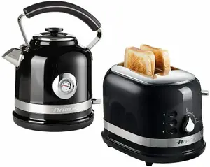 Ariete ARPK31 Moderna Kettle & Toaster Set, 1.7 Litre Kettle, 2 Slice Toaster, Black