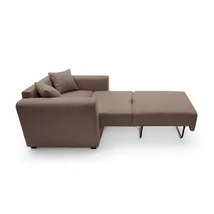 Olly Linen Single Sofa Bed in Tan Brown