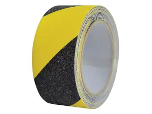 Faithfull 0808505BYTB6 Anti-Slip Tape 50mm x 5m Black & Yellow Hazard FAITAPESTYB5