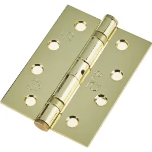 EAI - 4" Door Hinges & Screws G11 FD30/60  - 102x76x2.7mm Square - PVD Brass