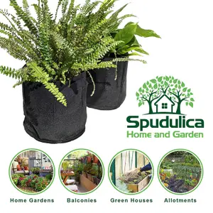 Spudulica 2 Gallon Non-Woven Grow Bags Black Fabric Garden Planters Durable Fabric Vegetable Flower Herb Planter 5 pack