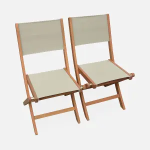 sweeek. Pair of foldable wooden garden chairs Almeria Taupe Grey 50x58.7x89 cm