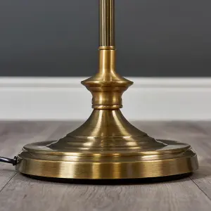 ValueLights Belmont Traditional Style Antique Brass Sconce Floor Lamp with Black Drum Shade - Includes 6w LED Bulb 3000K