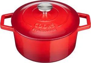 Cast Iron Casserole Set of 2 20cm & 26cm / 2.8L & 5.8L Dishes Oven Proof Enamelled Cast Iron Pans with Lids