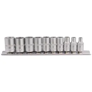 Draper 1/4" Sq. Dr. Metric Sockets on Metal Rail 10 piece 16398