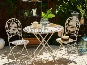 Set of 4 Garden Chairs BIVIO Metal Off-White