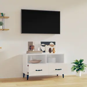 Berkfield TV Cabinet High Gloss White 80x36x50 cm Engineered Wood