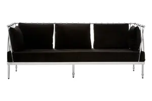 Novo 3 Seat Silver Finish Tapered Arms Sofa