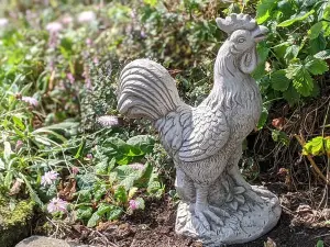 Large Stone Cast Cockerel Ornament