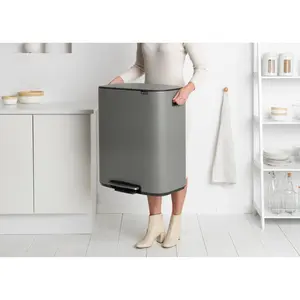 Brabantia Bo 30 Litre + 30 Litre Pedal Bin with Two Inner Buckets Mineral Concrete Grey