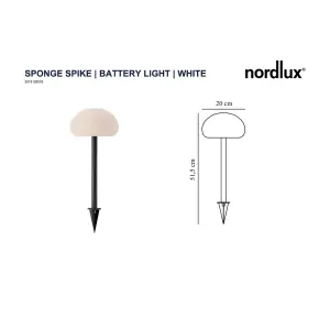 Nordlux Sponge Spike Outdoor Patio Terrace Plastic Battery Light in White (Diam) 20cm