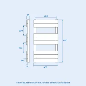 Nes Home 800 x 450mm Flat Panel Heated Towel Rail Radiator Anthracite