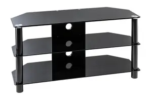 Essentials TV-Stand with 3 Shelves Black Glass ESS1000/3-BLK