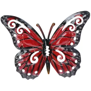 Set of 4 Multi-coloured Small Metal Butterflies Garden/Home Wall Art Ornament