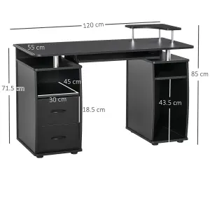 HOMCOM Computer Office Desk Table Workstation w/ Keyboard Tray, Drawer, Black