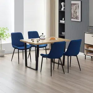 Colorado Dining Table with 4 Blue Amelia Chairs