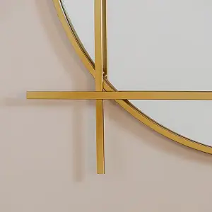 Large Round Gold Wall Mirror with Square Frame 97cm x 97cm