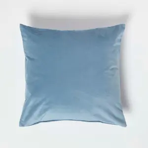 Homescapes Blue Velvet Cushion, 45 x 45 cm