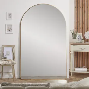 Liberty Mirror Arched Shape with Brushed Gold Metal Frame-H 180 x W 110 cm for Hanging in Bedroom